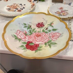 Early 20 th century rose pompadour plate. Limoges France